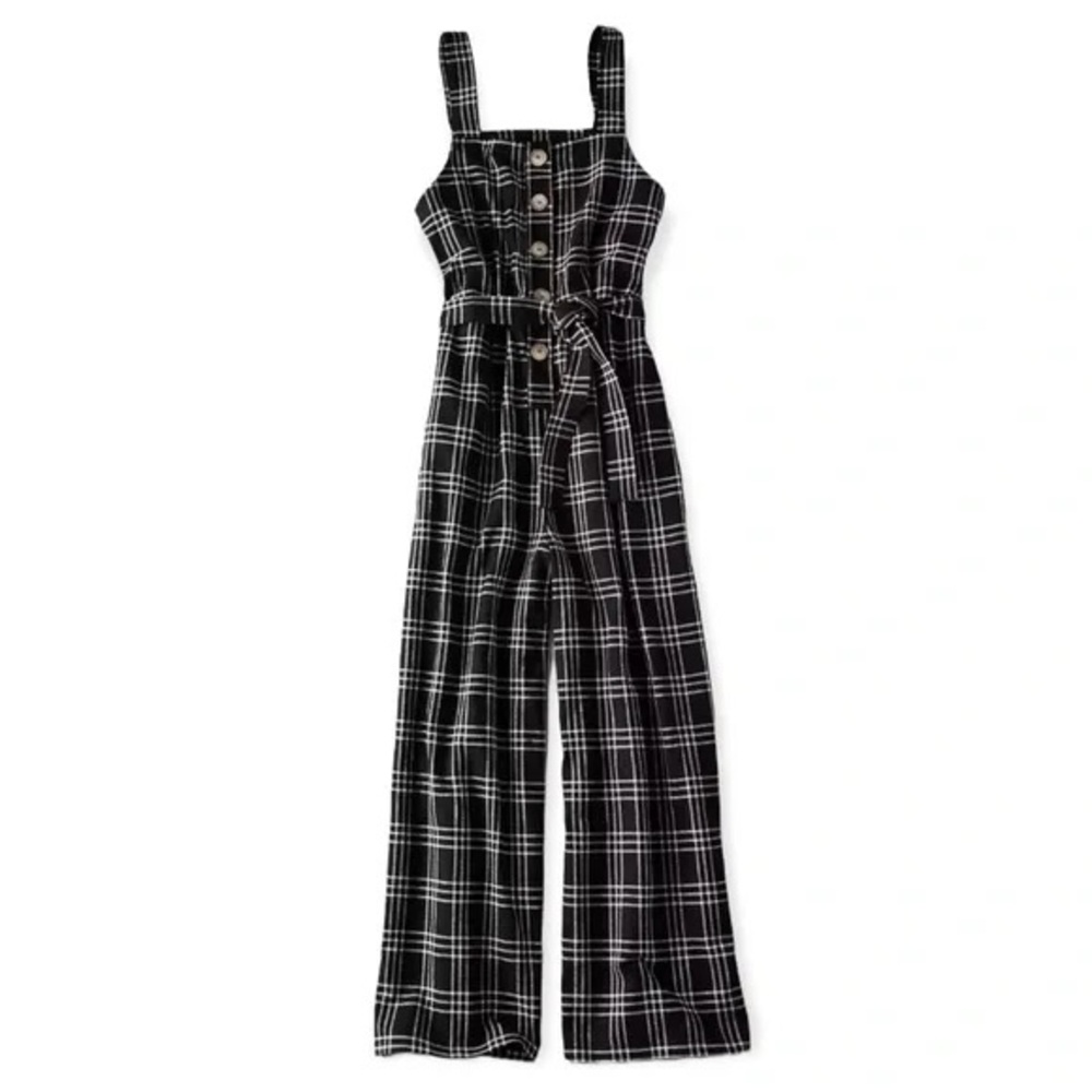 American Eagle Ae Plaid Button Front Jumpsuit - image 3